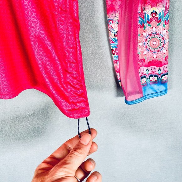 Lucky In Love Shirt Womens L Hot Pink Long Sleeve Pullover Tennis UPF 50 - Picture 4 of 14